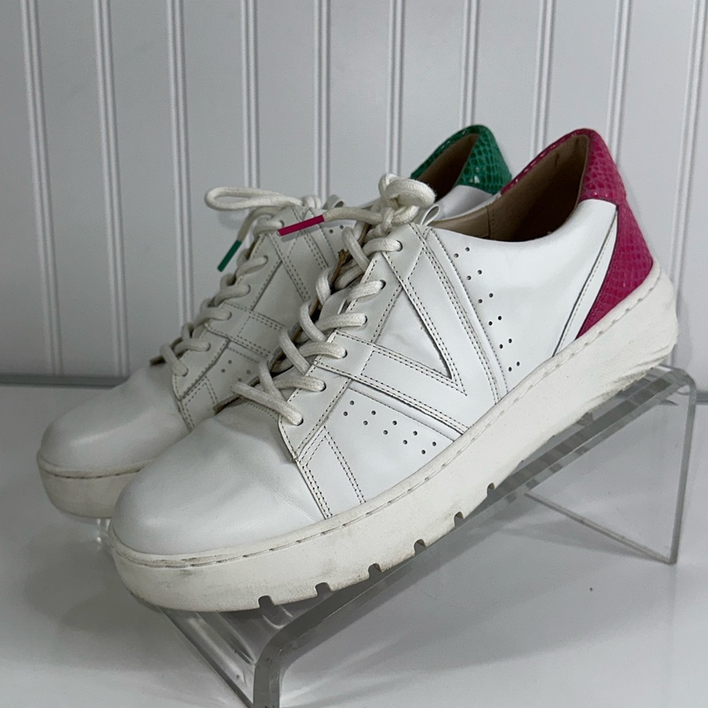 Vionic Simasa White Leather Shoes Orthotic Comfort Supportive Size 9